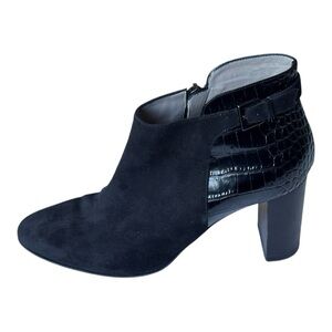 Aquatalia by Marvin K. Vela Ankle high heel booties black leather/suede | size 9